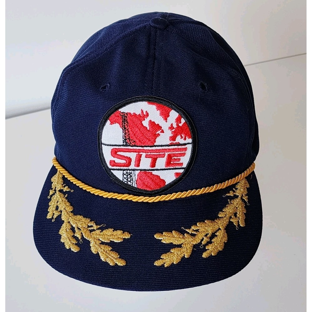 Vintage Site Trucker‎ Hat Mesh Cap Snap Back Patch Scrambled Eggs Rope Oilfield